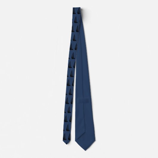 Navy and Black Sailboat Print Stropdas (Achterkant)