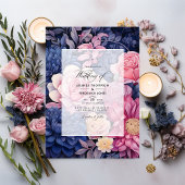 Navy and Blush Floral Wedding Kaart