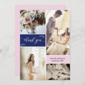 Navy and Blush Pink Script Bedankt voor Collage (Voorkant / Achterkant)