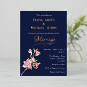 Navy and blush roze goud folie feestdagenkaart (Staand Voorkant)