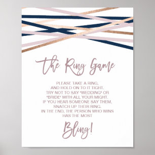 Navy and Blush Streamers The Ring Game Sign Poster