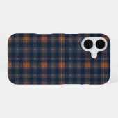 Navy and Brown Plaid Pattern iPhone 16 Hoesje (Achterkant horizontaal)