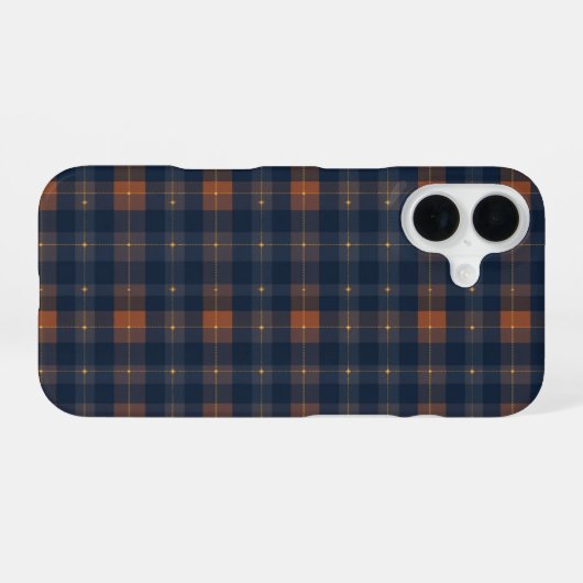 Navy and Brown Plaid Pattern iPhone 16 Hoesje (Achterkant horizontaal)