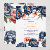 Navy and Burnt Orange Floral Bachelorette Party Kaart (Voorkant / Achterkant)