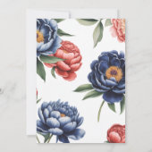 Navy and Burnt Orange Floral Brunch & Bubbly Kaart (Achterkant)