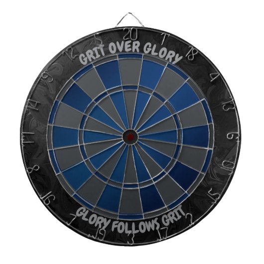 Navy and Charcoal Grit Over Glory Motivational Dartbord (Voorkant)