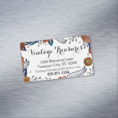 Navy and Copper Floral Pattern Visitekaartje Magneet (Voorbeeld)