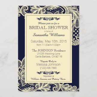 Navy and Cream Lace Vrijgezellenfeest Kaart