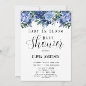 Navy and Dusty Blue Baby in Bloom Baby shower Kaart (Voorkant)