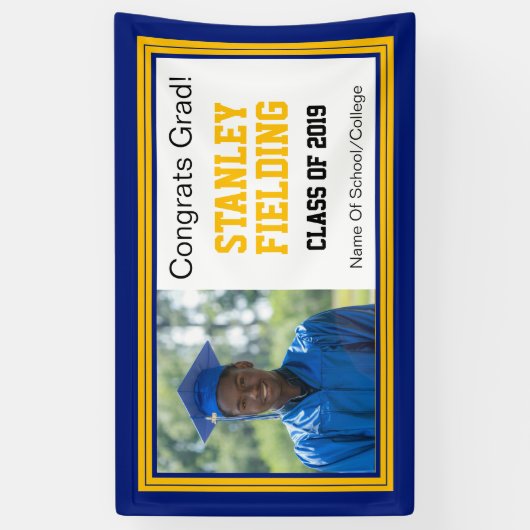 Navy and Gold Afstudeerder One-foto Spandoek (Verticaal)