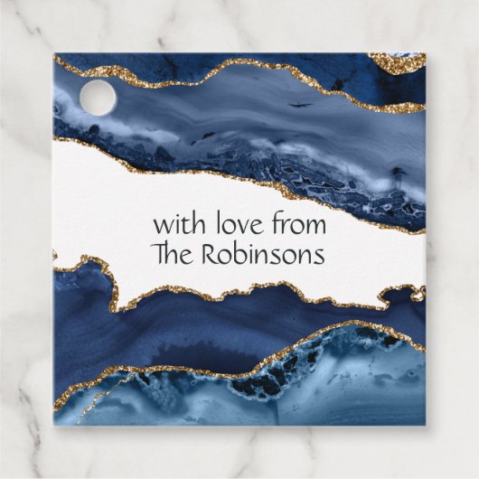 Navy and Gold Agate Wedding Bedankjes Labels (Voorkant)