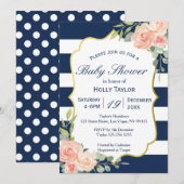 Navy and Gold Baby shower Invitation Kaart (Voorkant / Achterkant)