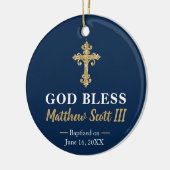 Navy and Gold Boys Baptism Keepomwille Keramisch Ornament (Links)