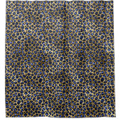 Navy and Gold Cheetah Print Douchegordijn (Voorkant)