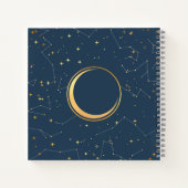 Navy and Gold Crescent Moon Eclipse Constellations Notitieboek (Achterkant)
