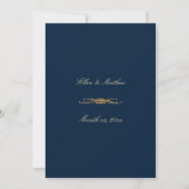 Navy and Gold Elegant Formal Wedding Kaart (Achterkant)
