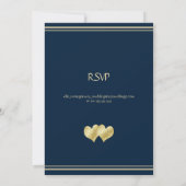 Navy and Gold Elegant Wedding with RSVP Kaart (Achterkant)