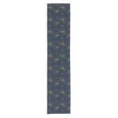 Navy and Gold Floral Table Runner Korte Tafelloper (Voorkant)