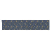 Navy and Gold Floral Table Runner Korte Tafelloper (Horizontaal)