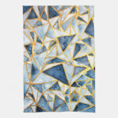 Navy and Gold Geometric Pattern Theedoek (Verticaal)
