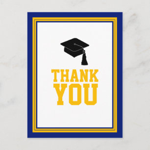 Navy and Gold Graduation Party Hartelijk dank Briefkaart