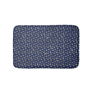 Navy and Gold Moon en Stars Bath Mat