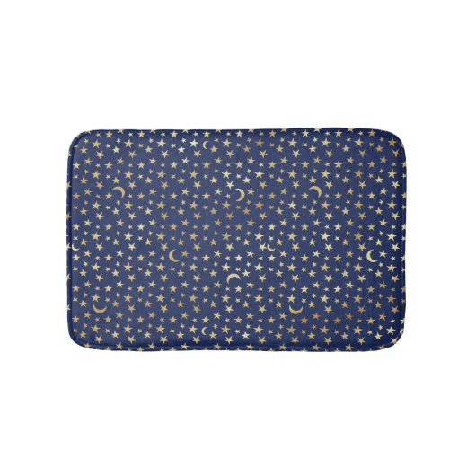 Navy and Gold Moon en Stars Bath Mat (Voorkant)