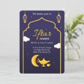 Navy and Gold Ramadan Iftar Dinner Invitation Kaart (Staand voorkant)