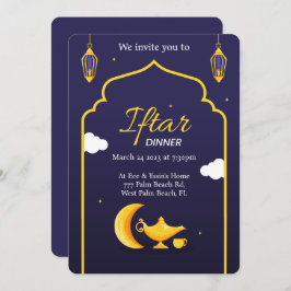 Navy and Gold Ramadan Iftar Dinner Invitation Kaart