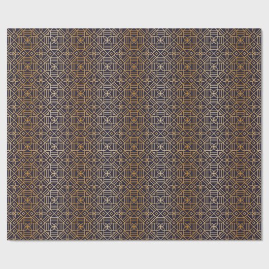 Navy and Gold Square Manadala Cadeaupapier (Vlak)