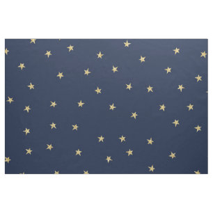 Navy and Gold Stars Custom Pima katoen (54" breedt Stof