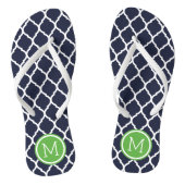 Navy and Green Moroccan Quatrefoil Monogram Teenslippers (Voetbed)
