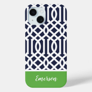 Navy and Green Trellis Monogram