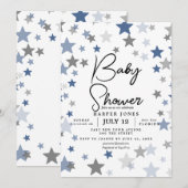 navy and grey star Baby shower Nodig sip & see uit Kaart (Voorkant / Achterkant)