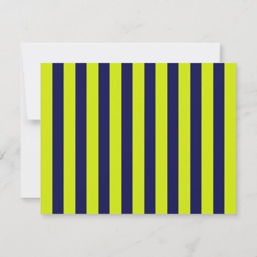 Navy and Lime Striped Back Wavy Frame Note Card Kaart (Achterkant)