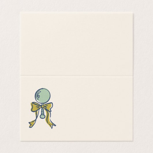 Navy and Mint Doodle Baby Rattle and Bow Blank (Outside Unfolded)