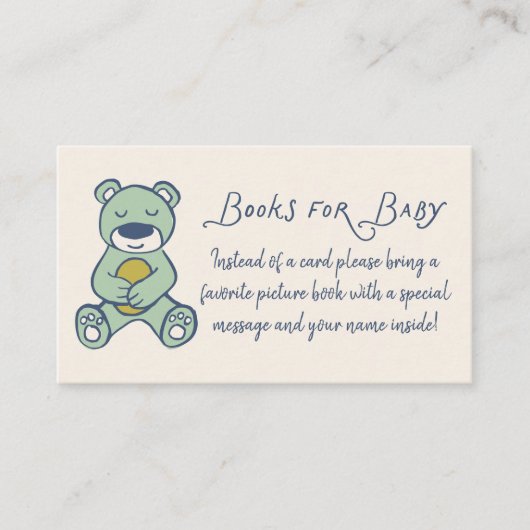 Navy and Mint Doodle Teddy Bear Book Request Informatiekaartje (Voorkant)