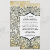 Navy and Mustard Love Bird Paisley Pattern Wedding Kaart (Voorkant / Achterkant)