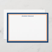 Navy and Oranje Border Note Card Notitiekaartje (Voorkant / Achterkant)