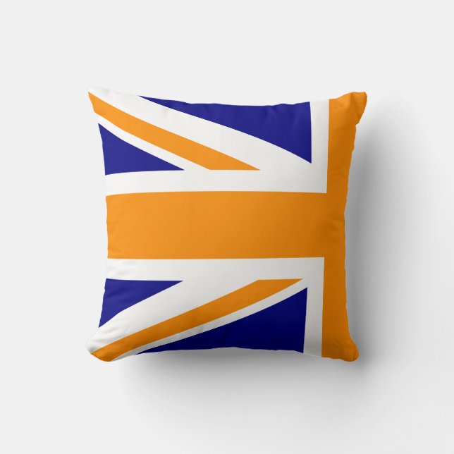 Navy and Oranje Union Jack Half Kussen (Voorkant)