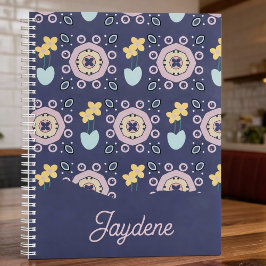 Navy And Pastel Geometric Floral Planner