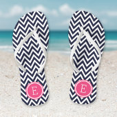 Navy and Pink Chevron Monogram Teenslippers