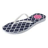 Navy and Pink Moroccan Quatrefoil Monogram Teenslippers (Schuin)