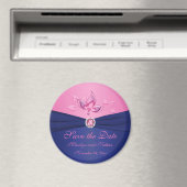Navy and Pink Wedding Favor Magnet Magneet (Insitu (Vaatwasser))