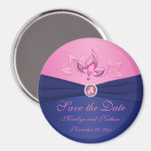 Navy and Pink Wedding Favor Magnet Magneet (Voorkant / Achterkant)