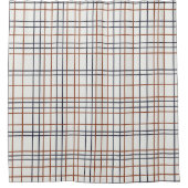 Navy and Rust Grid op lichtgrijs (bijna wit) Douchegordijn (Voorkant)