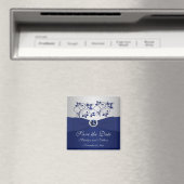 Navy and Silver Floral Wedding Favor Magnet Magneet (Insitu (Vaatwasser))