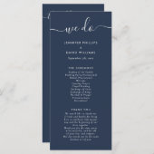 Navy and Silver Modern Script Wedding Programma (Voorkant / Achterkant)