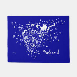 Navy and White Angel Doormat Deurmat