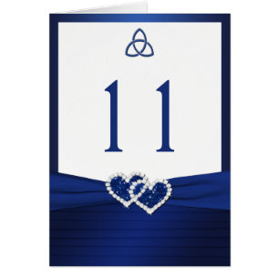 Navy and White Celtic Love Knot Table Number Kaart